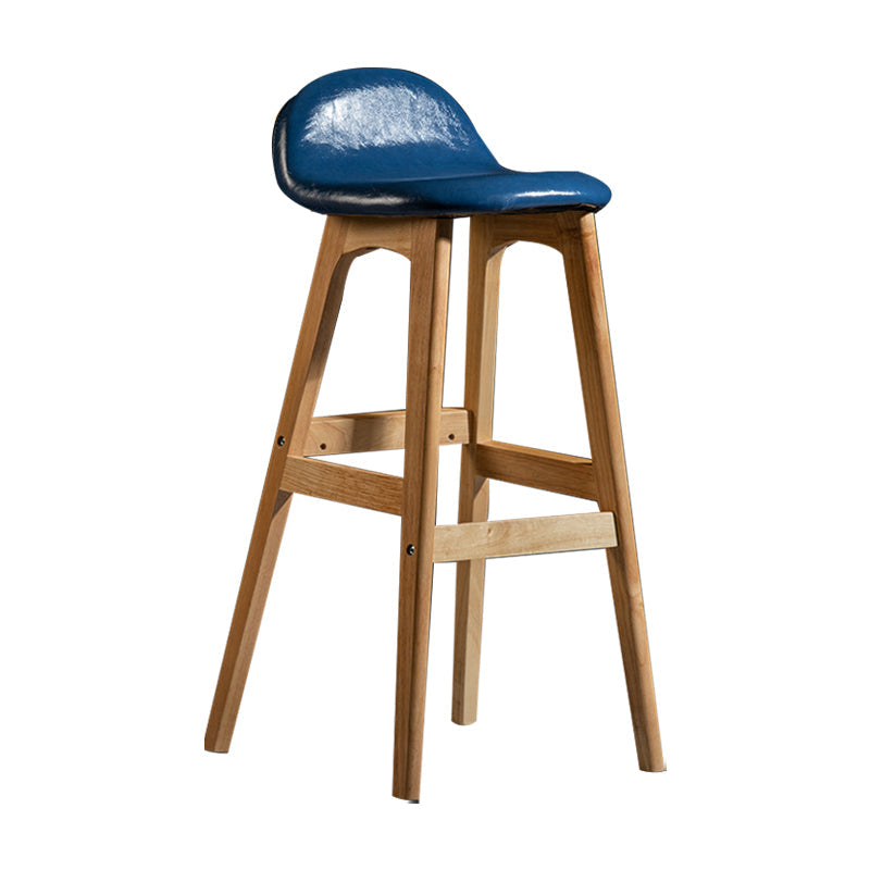 Scandinavian Natural Wood Counter Stools Low Back Bar Stools with Bucket Seat Royal Blue 1 Piece Clearhalo 'Bar Furniture' 'Bar Stools' 'bar_stools' 'furn' 'furn_bar_stools' 'furniture_bar_stools' 'Kitchen & Dining Furniture' 'kitchen&dining_furn' 'kitchen' 'kitchen_furn' Furniture' 4198906