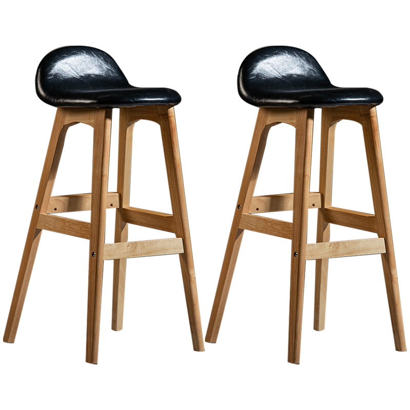 Scandinavian Natural Wood Counter Stools Low Back Bar Stools with Bucket Seat Black 2 Piece Set Clearhalo 'Bar Furniture' 'Bar Stools' 'bar_stools' 'furn' 'furn_bar_stools' 'furniture_bar_stools' 'Kitchen & Dining Furniture' 'kitchen&dining_furn' 'kitchen' 'kitchen_furn' Furniture' 4198916