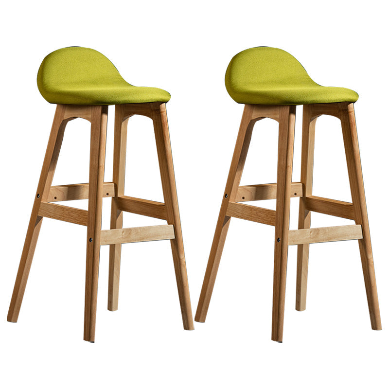 Scandinavian Natural Wood Counter Stools Low Back Bar Stools with Bucket Seat Green 2 Piece Set Clearhalo 'Bar Furniture' 'Bar Stools' 'bar_stools' 'furn' 'furn_bar_stools' 'furniture_bar_stools' 'Kitchen & Dining Furniture' 'kitchen&dining_furn' 'kitchen' 'kitchen_furn' Furniture' 4198918