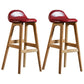 Scandinavian Natural Wood Counter Stools Low Back Bar Stools with Bucket Seat Burgundy 2 Piece Set Clearhalo 'Bar Furniture' 'Bar Stools' 'bar_stools' 'furn' 'furn_bar_stools' 'furniture_bar_stools' 'Kitchen & Dining Furniture' 'kitchen&dining_furn' 'kitchen' 'kitchen_furn' Furniture' 4198919
