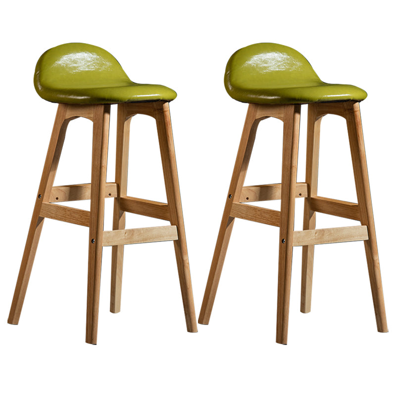 Scandinavian Natural Wood Counter Stools Low Back Bar Stools with Bucket Seat Turquoise 2 Piece Set Clearhalo 'Bar Furniture' 'Bar Stools' 'bar_stools' 'furn' 'furn_bar_stools' 'furniture_bar_stools' 'Kitchen & Dining Furniture' 'kitchen&dining_furn' 'kitchen' 'kitchen_furn' Furniture' 4198920