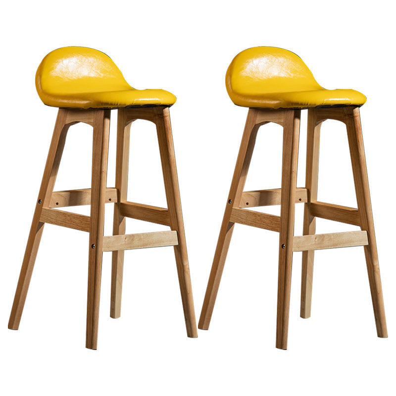 Scandinavian Natural Wood Counter Stools Low Back Bar Stools with Bucket Seat Yellow 2 Piece Set Clearhalo 'Bar Furniture' 'Bar Stools' 'bar_stools' 'furn' 'furn_bar_stools' 'furniture_bar_stools' 'Kitchen & Dining Furniture' 'kitchen&dining_furn' 'kitchen' 'kitchen_furn' Furniture' 4198921