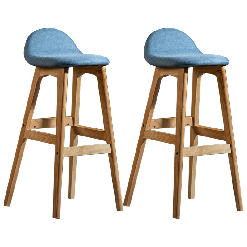 Scandinavian Natural Wood Counter Stools Low Back Bar Stools with Bucket Seat Blue 2 Piece Set Clearhalo 'Bar Furniture' 'Bar Stools' 'bar_stools' 'furn' 'furn_bar_stools' 'furniture_bar_stools' 'Kitchen & Dining Furniture' 'kitchen&dining_furn' 'kitchen' 'kitchen_furn' Furniture' 4198923