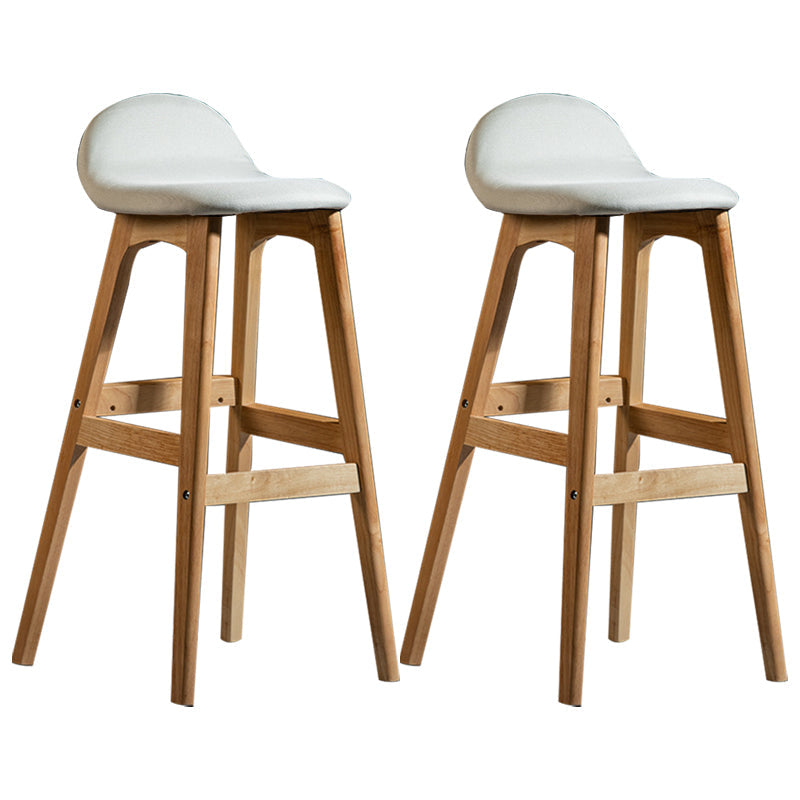 Scandinavian Natural Wood Counter Stools Low Back Bar Stools with Bucket Seat Off-White 2 Piece Set Clearhalo 'Bar Furniture' 'Bar Stools' 'bar_stools' 'furn' 'furn_bar_stools' 'furniture_bar_stools' 'Kitchen & Dining Furniture' 'kitchen&dining_furn' 'kitchen' 'kitchen_furn' Furniture' 4198924