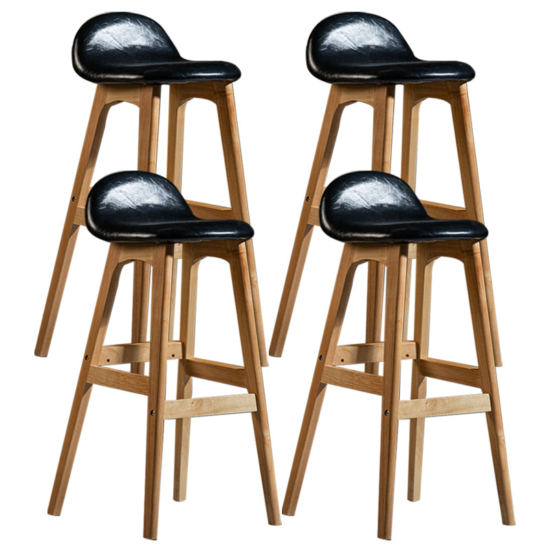 Scandinavian Natural Wood Counter Stools Low Back Bar Stools with Bucket Seat Black 4 Piece Set Clearhalo 'Bar Furniture' 'Bar Stools' 'bar_stools' 'furn' 'furn_bar_stools' 'furniture_bar_stools' 'Kitchen & Dining Furniture' 'kitchen&dining_furn' 'kitchen' 'kitchen_furn' Furniture' 4198928
