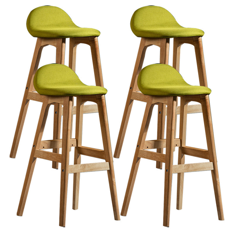 Scandinavian Natural Wood Counter Stools Low Back Bar Stools with Bucket Seat Green 4 Piece Set Clearhalo 'Bar Furniture' 'Bar Stools' 'bar_stools' 'furn' 'furn_bar_stools' 'furniture_bar_stools' 'Kitchen & Dining Furniture' 'kitchen&dining_furn' 'kitchen' 'kitchen_furn' Furniture' 4198930