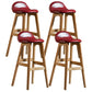 Scandinavian Natural Wood Counter Stools Low Back Bar Stools with Bucket Seat Burgundy 4 Piece Set Clearhalo 'Bar Furniture' 'Bar Stools' 'bar_stools' 'furn' 'furn_bar_stools' 'furniture_bar_stools' 'Kitchen & Dining Furniture' 'kitchen&dining_furn' 'kitchen' 'kitchen_furn' Furniture' 4198931