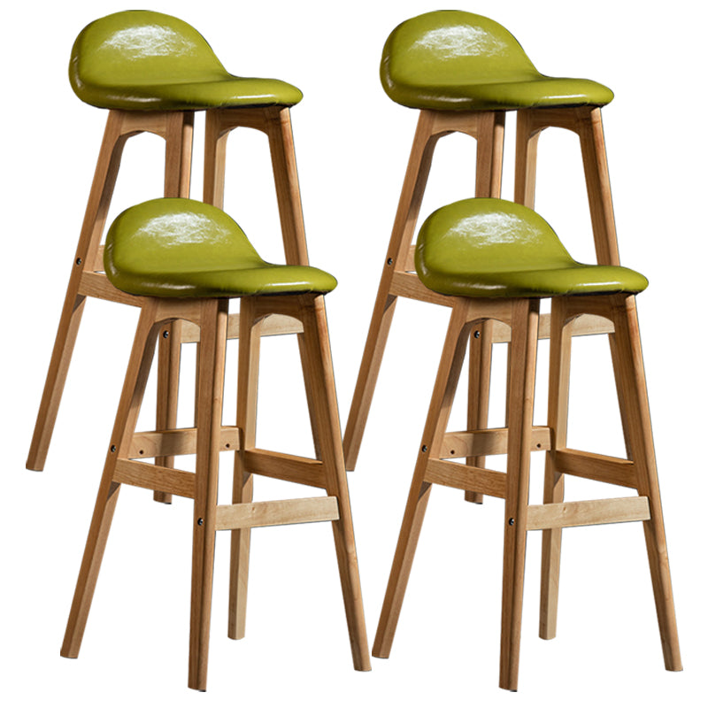 Scandinavian Natural Wood Counter Stools Low Back Bar Stools with Bucket Seat Turquoise 4 Piece Set Clearhalo 'Bar Furniture' 'Bar Stools' 'bar_stools' 'furn' 'furn_bar_stools' 'furniture_bar_stools' 'Kitchen & Dining Furniture' 'kitchen&dining_furn' 'kitchen' 'kitchen_furn' Furniture' 4198932
