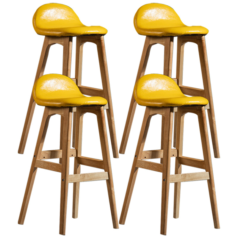 Scandinavian Natural Wood Counter Stools Low Back Bar Stools with Bucket Seat Yellow 4 Piece Set Clearhalo 'Bar Furniture' 'Bar Stools' 'bar_stools' 'furn' 'furn_bar_stools' 'furniture_bar_stools' 'Kitchen & Dining Furniture' 'kitchen&dining_furn' 'kitchen' 'kitchen_furn' Furniture' 4198933