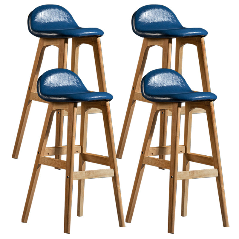 Scandinavian Natural Wood Counter Stools Low Back Bar Stools with Bucket Seat Royal Blue 4 Piece Set Clearhalo 'Bar Furniture' 'Bar Stools' 'bar_stools' 'furn' 'furn_bar_stools' 'furniture_bar_stools' 'Kitchen & Dining Furniture' 'kitchen&dining_furn' 'kitchen' 'kitchen_furn' Furniture' 4198934