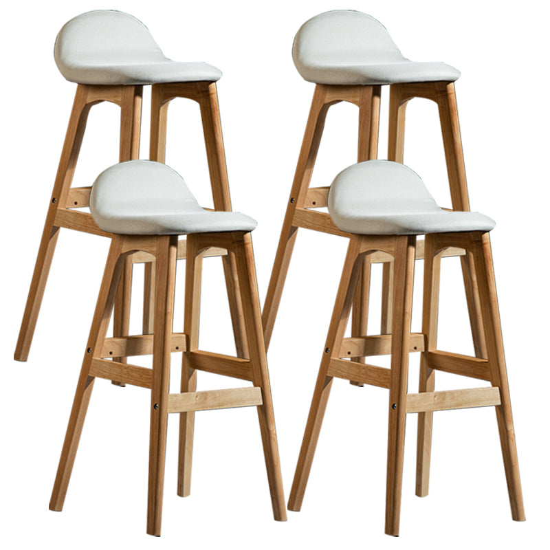 Scandinavian Natural Wood Counter Stools Low Back Bar Stools with Bucket Seat Off-White 4 Piece Set Clearhalo 'Bar Furniture' 'Bar Stools' 'bar_stools' 'furn' 'furn_bar_stools' 'furniture_bar_stools' 'Kitchen & Dining Furniture' 'kitchen&dining_furn' 'kitchen' 'kitchen_furn' Furniture' 4198936