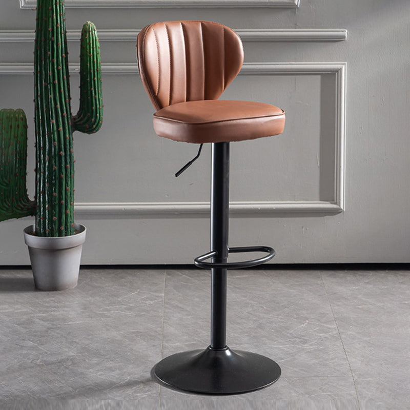 Adjustable Height Leather Indoor Bar Stool Footrest Low Back Counter Stool with Cushion Clearhalo 'Bar Furniture' 'Bar Stools' 'bar_stools' 'furn' 'furn_bar_stools' 'furniture_bar_stools' 'Kitchen & Dining Furniture' 'kitchen&dining_furn' 'kitchen' 'kitchen_furn' Furniture' 4198968