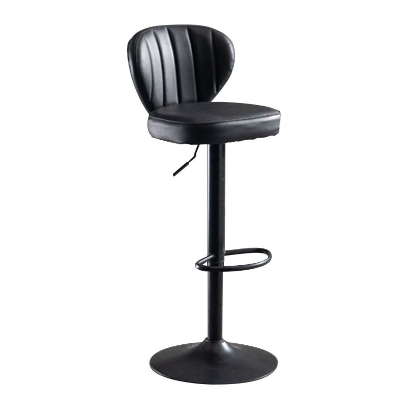 Adjustable Height Leather Indoor Bar Stool Footrest Low Back Counter Stool with Cushion Black 1 Piece Clearhalo 'Bar Furniture' 'Bar Stools' 'bar_stools' 'furn' 'furn_bar_stools' 'furniture_bar_stools' 'Kitchen & Dining Furniture' 'kitchen&dining_furn' 'kitchen' 'kitchen_furn' Furniture' 4198969