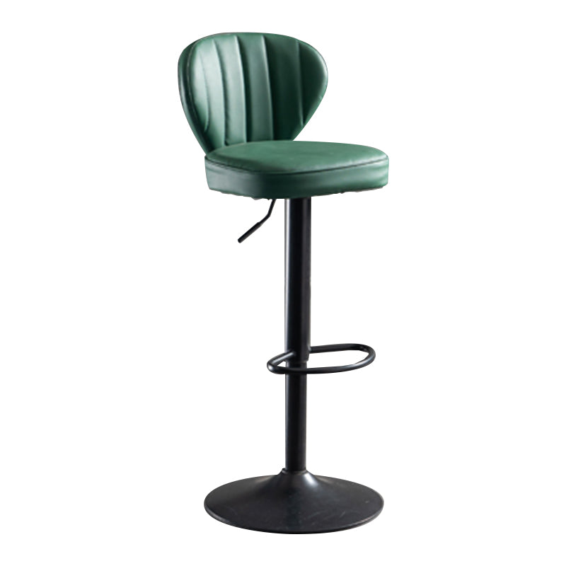 Adjustable Height Leather Indoor Bar Stool Footrest Low Back Counter Stool with Cushion Turquoise 1 Piece Clearhalo 'Bar Furniture' 'Bar Stools' 'bar_stools' 'furn' 'furn_bar_stools' 'furniture_bar_stools' 'Kitchen & Dining Furniture' 'kitchen&dining_furn' 'kitchen' 'kitchen_furn' Furniture' 4198974