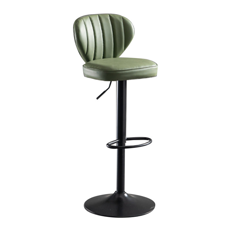 Adjustable Height Leather Indoor Bar Stool Footrest Low Back Counter Stool with Cushion Army Green 1 Piece Clearhalo 'Bar Furniture' 'Bar Stools' 'bar_stools' 'furn' 'furn_bar_stools' 'furniture_bar_stools' 'Kitchen & Dining Furniture' 'kitchen&dining_furn' 'kitchen' 'kitchen_furn' Furniture' 4198976