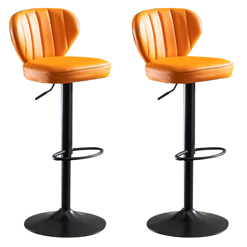 Adjustable Height Leather Indoor Bar Stool Footrest Low Back Counter Stool with Cushion Orange 2 Piece Set Clearhalo 'Bar Furniture' 'Bar Stools' 'bar_stools' 'furn' 'furn_bar_stools' 'furniture_bar_stools' 'Kitchen & Dining Furniture' 'kitchen&dining_furn' 'kitchen' 'kitchen_furn' Furniture' 4198986