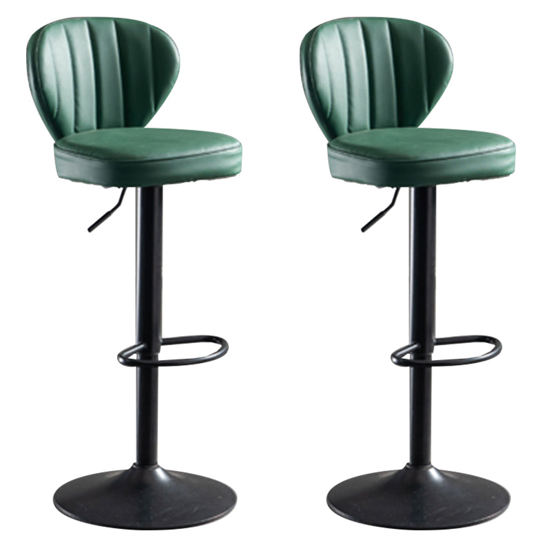 Adjustable Height Leather Indoor Bar Stool Footrest Low Back Counter Stool with Cushion Turquoise 2 Piece Set Clearhalo 'Bar Furniture' 'Bar Stools' 'bar_stools' 'furn' 'furn_bar_stools' 'furniture_bar_stools' 'Kitchen & Dining Furniture' 'kitchen&dining_furn' 'kitchen' 'kitchen_furn' Furniture' 4198989