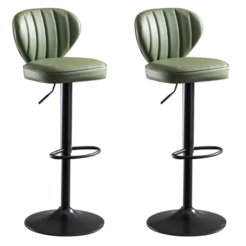 Adjustable Height Leather Indoor Bar Stool Footrest Low Back Counter Stool with Cushion Army Green 2 Piece Set Clearhalo 'Bar Furniture' 'Bar Stools' 'bar_stools' 'furn' 'furn_bar_stools' 'furniture_bar_stools' 'Kitchen & Dining Furniture' 'kitchen&dining_furn' 'kitchen' 'kitchen_furn' Furniture' 4198991