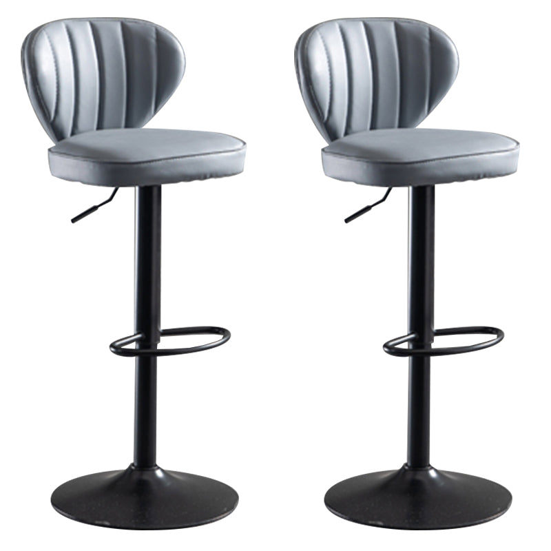 Adjustable Height Leather Indoor Bar Stool Footrest Low Back Counter Stool with Cushion Smoke Gray 2 Piece Set Clearhalo 'Bar Furniture' 'Bar Stools' 'bar_stools' 'furn' 'furn_bar_stools' 'furniture_bar_stools' 'Kitchen & Dining Furniture' 'kitchen&dining_furn' 'kitchen' 'kitchen_furn' Furniture' 4198992