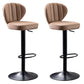 Adjustable Height Leather Indoor Bar Stool Footrest Low Back Counter Stool with Cushion Khaki 2 Piece Set Clearhalo 'Bar Furniture' 'Bar Stools' 'bar_stools' 'furn' 'furn_bar_stools' 'furniture_bar_stools' 'Kitchen & Dining Furniture' 'kitchen&dining_furn' 'kitchen' 'kitchen_furn' Furniture' 4198993