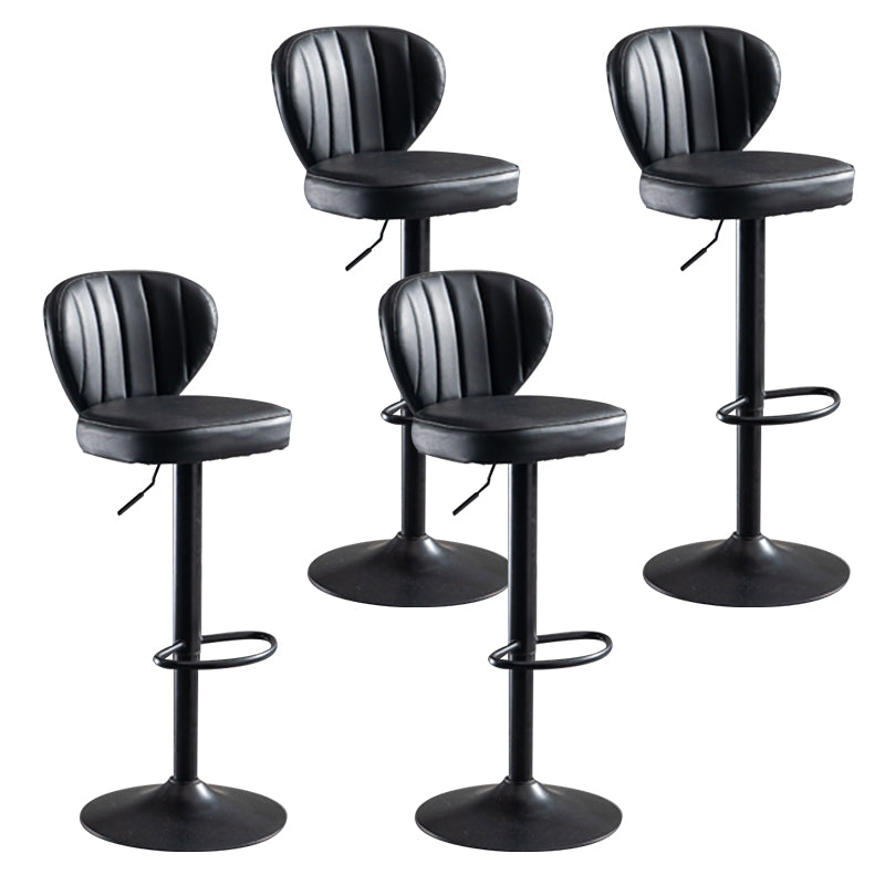 Adjustable Height Leather Indoor Bar Stool Footrest Low Back Counter Stool with Cushion Black 4 Piece Set Clearhalo 'Bar Furniture' 'Bar Stools' 'bar_stools' 'furn' 'furn_bar_stools' 'furniture_bar_stools' 'Kitchen & Dining Furniture' 'kitchen&dining_furn' 'kitchen' 'kitchen_furn' Furniture' 4198994