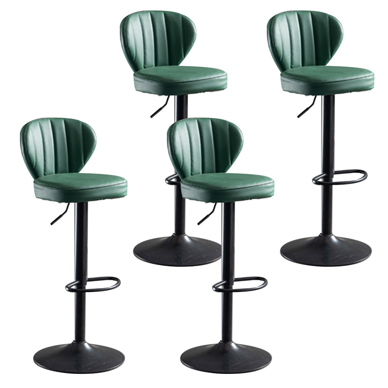 Adjustable Height Leather Indoor Bar Stool Footrest Low Back Counter Stool with Cushion Turquoise 4 Piece Set Clearhalo 'Bar Furniture' 'Bar Stools' 'bar_stools' 'furn' 'furn_bar_stools' 'furniture_bar_stools' 'Kitchen & Dining Furniture' 'kitchen&dining_furn' 'kitchen' 'kitchen_furn' Furniture' 4198997
