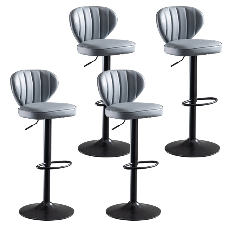 Adjustable Height Leather Indoor Bar Stool Footrest Low Back Counter Stool with Cushion Smoke Gray 4 Piece Set Clearhalo 'Bar Furniture' 'Bar Stools' 'bar_stools' 'furn' 'furn_bar_stools' 'furniture_bar_stools' 'Kitchen & Dining Furniture' 'kitchen&dining_furn' 'kitchen' 'kitchen_furn' Furniture' 4198999