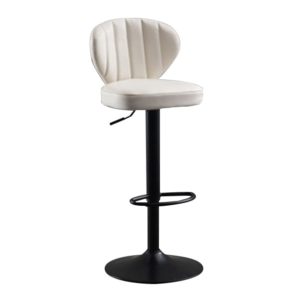 Adjustable Height Leather Indoor Bar Stool Footrest Low Back Counter Stool with Cushion White 1 Piece Clearhalo 'Bar Furniture' 'Bar Stools' 'bar_stools' 'furn' 'furn_bar_stools' 'furniture_bar_stools' 'Kitchen & Dining Furniture' 'kitchen&dining_furn' 'kitchen' 'kitchen_furn' Furniture' 4199001