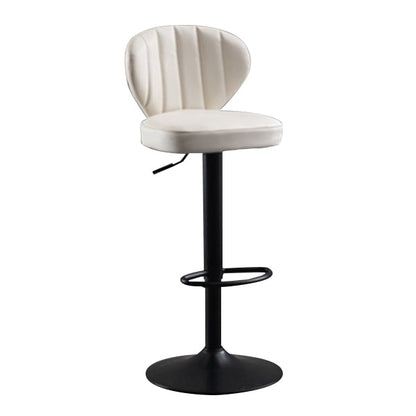 Adjustable Height Leather Indoor Bar Stool Footrest Low Back Counter Stool with Cushion White 1 Piece Clearhalo 'Bar Furniture' 'Bar Stools' 'bar_stools' 'furn' 'furn_bar_stools' 'furniture_bar_stools' 'Kitchen & Dining Furniture' 'kitchen&dining_furn' 'kitchen' 'kitchen_furn' Furniture' 4199001