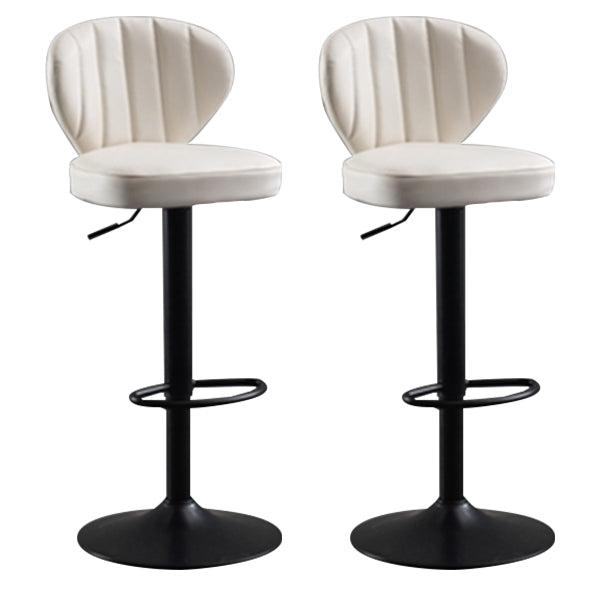 Adjustable Height Leather Indoor Bar Stool Footrest Low Back Counter Stool with Cushion White 2 Piece Set Clearhalo 'Bar Furniture' 'Bar Stools' 'bar_stools' 'furn' 'furn_bar_stools' 'furniture_bar_stools' 'Kitchen & Dining Furniture' 'kitchen&dining_furn' 'kitchen' 'kitchen_furn' Furniture' 4199002