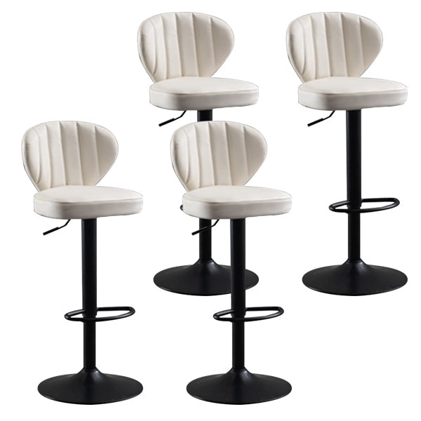 Adjustable Height Leather Indoor Bar Stool Footrest Low Back Counter Stool with Cushion White 4 Piece Set Clearhalo 'Bar Furniture' 'Bar Stools' 'bar_stools' 'furn' 'furn_bar_stools' 'furniture_bar_stools' 'Kitchen & Dining Furniture' 'kitchen&dining_furn' 'kitchen' 'kitchen_furn' Furniture' 4199003