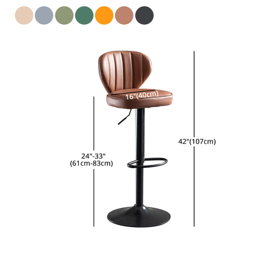 Adjustable Height Leather Indoor Bar Stool Footrest Low Back Counter Stool with Cushion Clearhalo 'Bar Furniture' 'Bar Stools' 'bar_stools' 'furn' 'furn_bar_stools' 'furniture_bar_stools' 'Kitchen & Dining Furniture' 'kitchen&dining_furn' 'kitchen' 'kitchen_furn' Furniture' 4199004