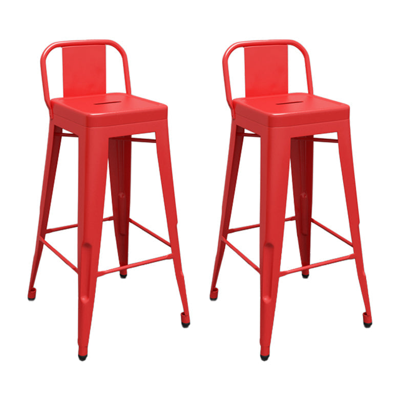 Modern Squared Counter Stools Armless Iron Indoor Bar Stool with Footrest Red 2 Piece Set Clearhalo 'Bar Furniture' 'Bar Stools' 'bar_stools' 'furn' 'furn_bar_stools' 'furniture_bar_stools' 'Kitchen & Dining Furniture' 'kitchen&dining_furn' 'kitchen' 'kitchen_furn' Furniture' 4199051