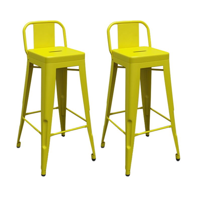 Modern Squared Counter Stools Armless Iron Indoor Bar Stool with Footrest Yellow 2 Piece Set Clearhalo 'Bar Furniture' 'Bar Stools' 'bar_stools' 'furn' 'furn_bar_stools' 'furniture_bar_stools' 'Kitchen & Dining Furniture' 'kitchen&dining_furn' 'kitchen' 'kitchen_furn' Furniture' 4199056