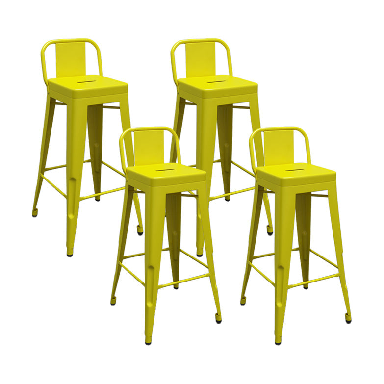 Modern Squared Counter Stools Armless Iron Indoor Bar Stool with Footrest Yellow 4 Piece Set Clearhalo 'Bar Furniture' 'Bar Stools' 'bar_stools' 'furn' 'furn_bar_stools' 'furniture_bar_stools' 'Kitchen & Dining Furniture' 'kitchen&dining_furn' 'kitchen' 'kitchen_furn' Furniture' 4199059