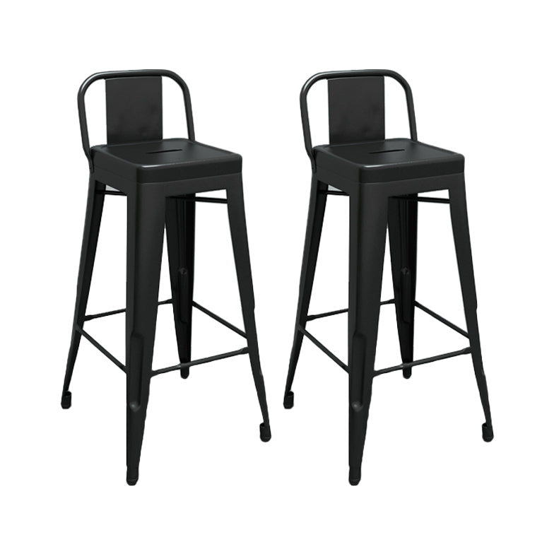 Modern Squared Counter Stools Armless Iron Indoor Bar Stool with Footrest Black 2 Piece Set Clearhalo 'Bar Furniture' 'Bar Stools' 'bar_stools' 'furn' 'furn_bar_stools' 'furniture_bar_stools' 'Kitchen & Dining Furniture' 'kitchen&dining_furn' 'kitchen' 'kitchen_furn' Furniture' 4199062