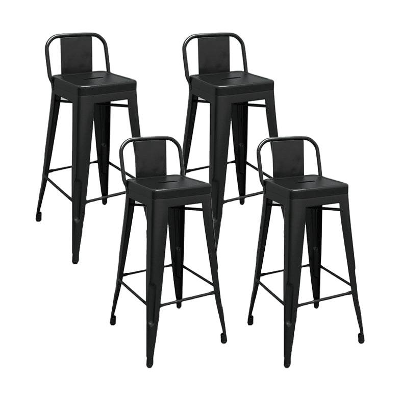 Modern Squared Counter Stools Armless Iron Indoor Bar Stool with Footrest Black 4 Piece Set Clearhalo 'Bar Furniture' 'Bar Stools' 'bar_stools' 'furn' 'furn_bar_stools' 'furniture_bar_stools' 'Kitchen & Dining Furniture' 'kitchen&dining_furn' 'kitchen' 'kitchen_furn' Furniture' 4199063