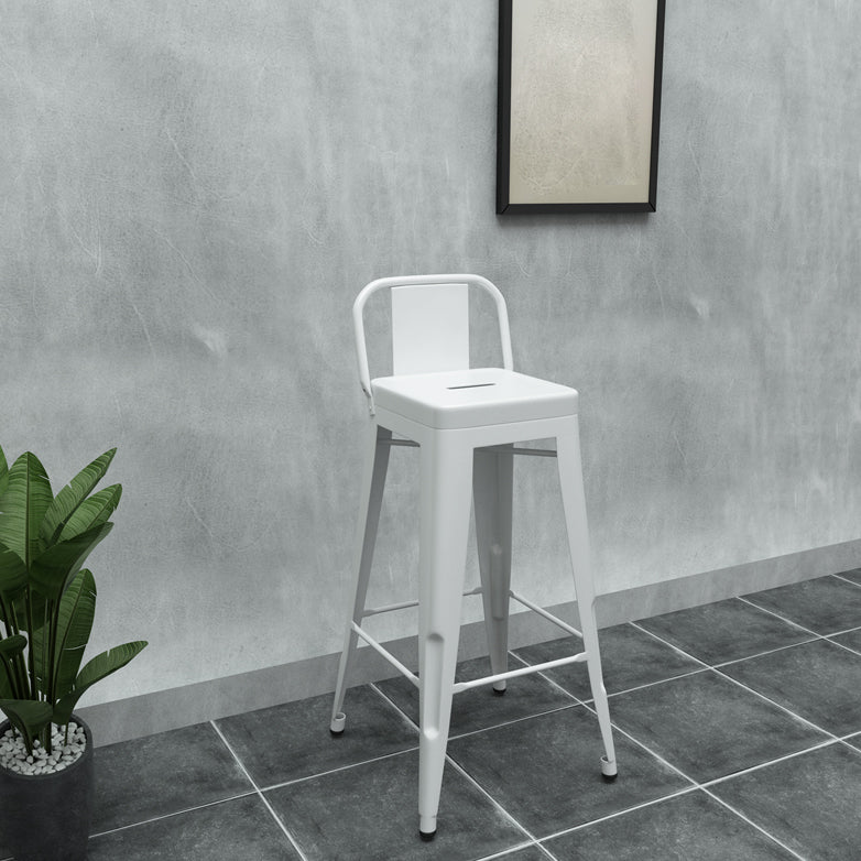 Modern Squared Counter Stools Armless Iron Indoor Bar Stool with Footrest White 1 Piece Clearhalo 'Bar Furniture' 'Bar Stools' 'bar_stools' 'furn' 'furn_bar_stools' 'furniture_bar_stools' 'Kitchen & Dining Furniture' 'kitchen&dining_furn' 'kitchen' 'kitchen_furn' Furniture' 4199064