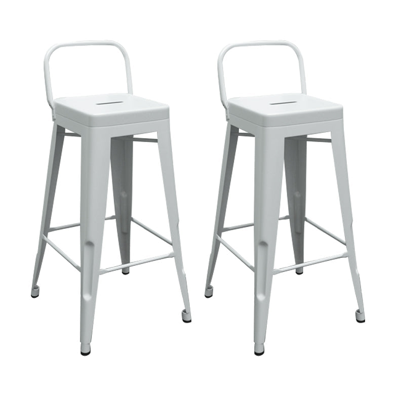 Modern Squared Counter Stools Armless Iron Indoor Bar Stool with Footrest White 2 Piece Set Clearhalo 'Bar Furniture' 'Bar Stools' 'bar_stools' 'furn' 'furn_bar_stools' 'furniture_bar_stools' 'Kitchen & Dining Furniture' 'kitchen&dining_furn' 'kitchen' 'kitchen_furn' Furniture' 4199065