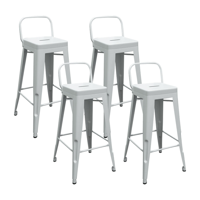 Modern Squared Counter Stools Armless Iron Indoor Bar Stool with Footrest White 4 Piece Set Clearhalo 'Bar Furniture' 'Bar Stools' 'bar_stools' 'furn' 'furn_bar_stools' 'furniture_bar_stools' 'Kitchen & Dining Furniture' 'kitchen&dining_furn' 'kitchen' 'kitchen_furn' Furniture' 4199066
