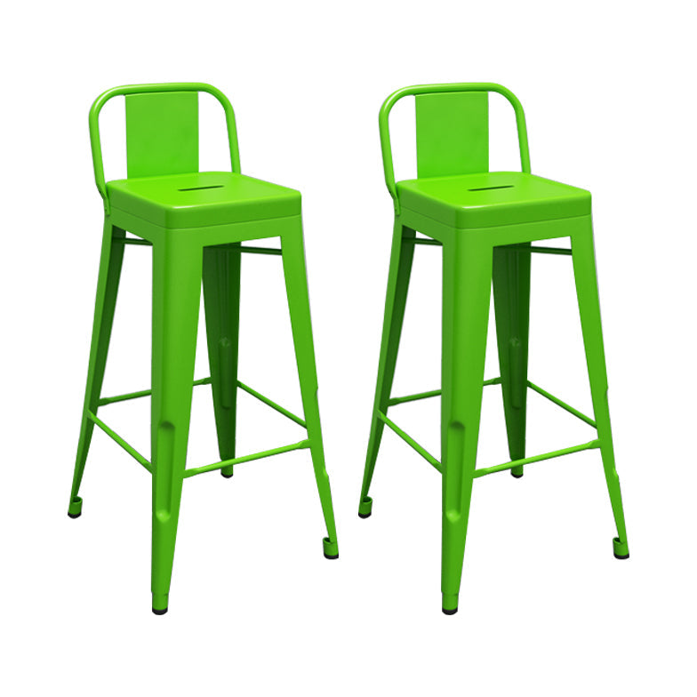 Modern Squared Counter Stools Armless Iron Indoor Bar Stool with Footrest Green 2 Piece Set Clearhalo 'Bar Furniture' 'Bar Stools' 'bar_stools' 'furn' 'furn_bar_stools' 'furniture_bar_stools' 'Kitchen & Dining Furniture' 'kitchen&dining_furn' 'kitchen' 'kitchen_furn' Furniture' 4199068