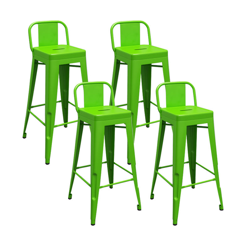 Modern Squared Counter Stools Armless Iron Indoor Bar Stool with Footrest Green 4 Piece Set Clearhalo 'Bar Furniture' 'Bar Stools' 'bar_stools' 'furn' 'furn_bar_stools' 'furniture_bar_stools' 'Kitchen & Dining Furniture' 'kitchen&dining_furn' 'kitchen' 'kitchen_furn' Furniture' 4199069