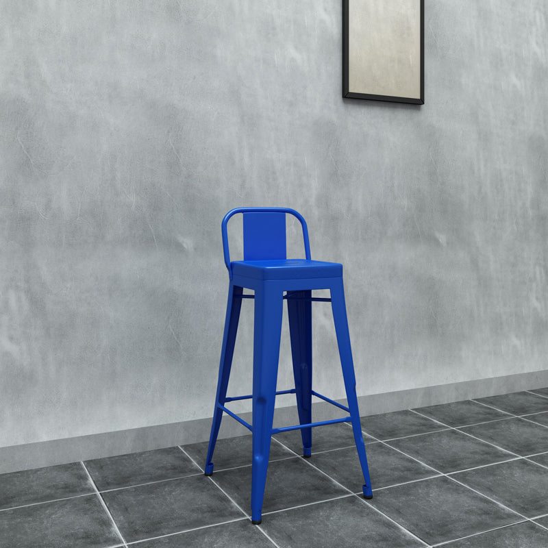 Modern Squared Counter Stools Armless Iron Indoor Bar Stool with Footrest Dark Blue 1 Piece Clearhalo 'Bar Furniture' 'Bar Stools' 'bar_stools' 'furn' 'furn_bar_stools' 'furniture_bar_stools' 'Kitchen & Dining Furniture' 'kitchen&dining_furn' 'kitchen' 'kitchen_furn' Furniture' 4199070