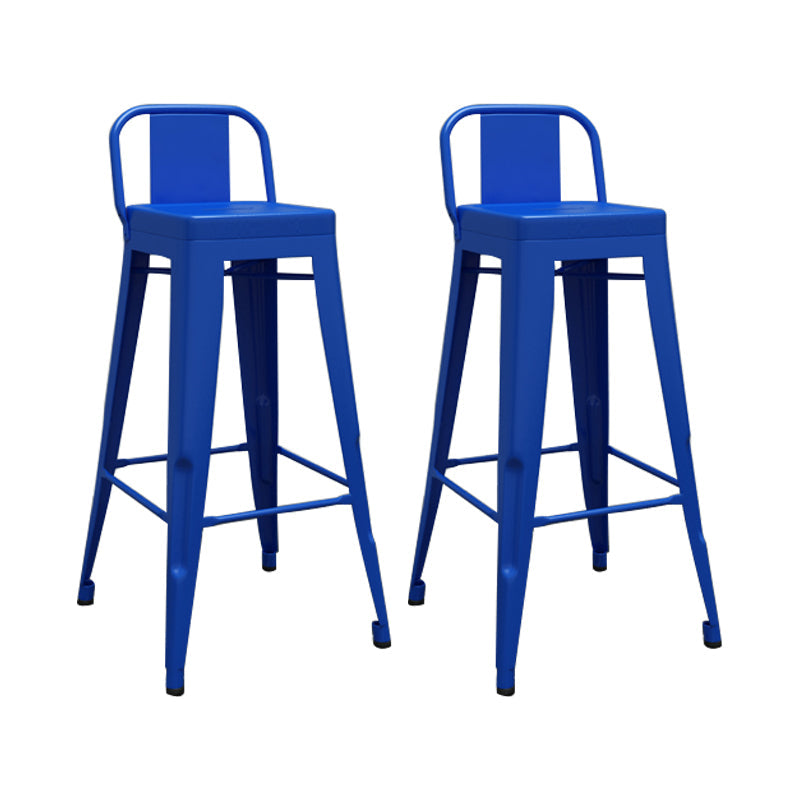 Modern Squared Counter Stools Armless Iron Indoor Bar Stool with Footrest Dark Blue 2 Piece Set Clearhalo 'Bar Furniture' 'Bar Stools' 'bar_stools' 'furn' 'furn_bar_stools' 'furniture_bar_stools' 'Kitchen & Dining Furniture' 'kitchen&dining_furn' 'kitchen' 'kitchen_furn' Furniture' 4199071