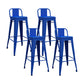 Modern Squared Counter Stools Armless Iron Indoor Bar Stool with Footrest Dark Blue 4 Piece Set Clearhalo 'Bar Furniture' 'Bar Stools' 'bar_stools' 'furn' 'furn_bar_stools' 'furniture_bar_stools' 'Kitchen & Dining Furniture' 'kitchen&dining_furn' 'kitchen' 'kitchen_furn' Furniture' 4199072