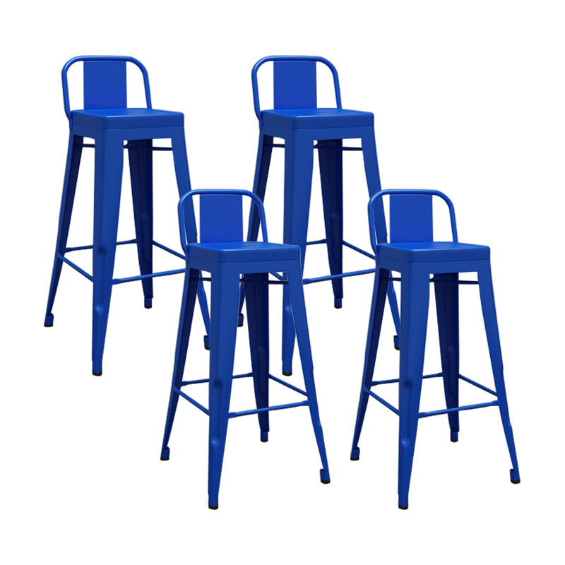 Modern Squared Counter Stools Armless Iron Indoor Bar Stool with Footrest Dark Blue 4 Piece Set Clearhalo 'Bar Furniture' 'Bar Stools' 'bar_stools' 'furn' 'furn_bar_stools' 'furniture_bar_stools' 'Kitchen & Dining Furniture' 'kitchen&dining_furn' 'kitchen' 'kitchen_furn' Furniture' 4199072