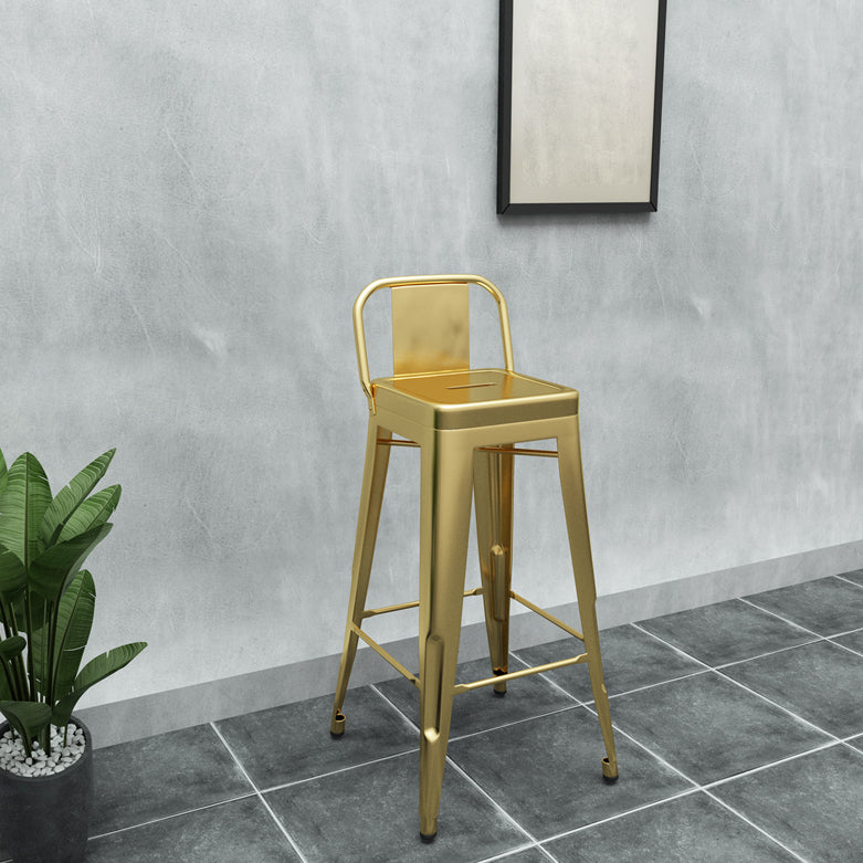 Modern Squared Counter Stools Armless Iron Indoor Bar Stool with Footrest Gold 1 Piece Clearhalo 'Bar Furniture' 'Bar Stools' 'bar_stools' 'furn' 'furn_bar_stools' 'furniture_bar_stools' 'Kitchen & Dining Furniture' 'kitchen&dining_furn' 'kitchen' 'kitchen_furn' Furniture' 4199073