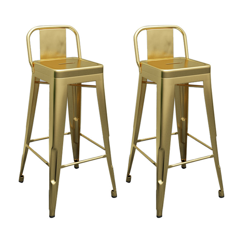 Modern Squared Counter Stools Armless Iron Indoor Bar Stool with Footrest Gold 2 Piece Set Clearhalo 'Bar Furniture' 'Bar Stools' 'bar_stools' 'furn' 'furn_bar_stools' 'furniture_bar_stools' 'Kitchen & Dining Furniture' 'kitchen&dining_furn' 'kitchen' 'kitchen_furn' Furniture' 4199074