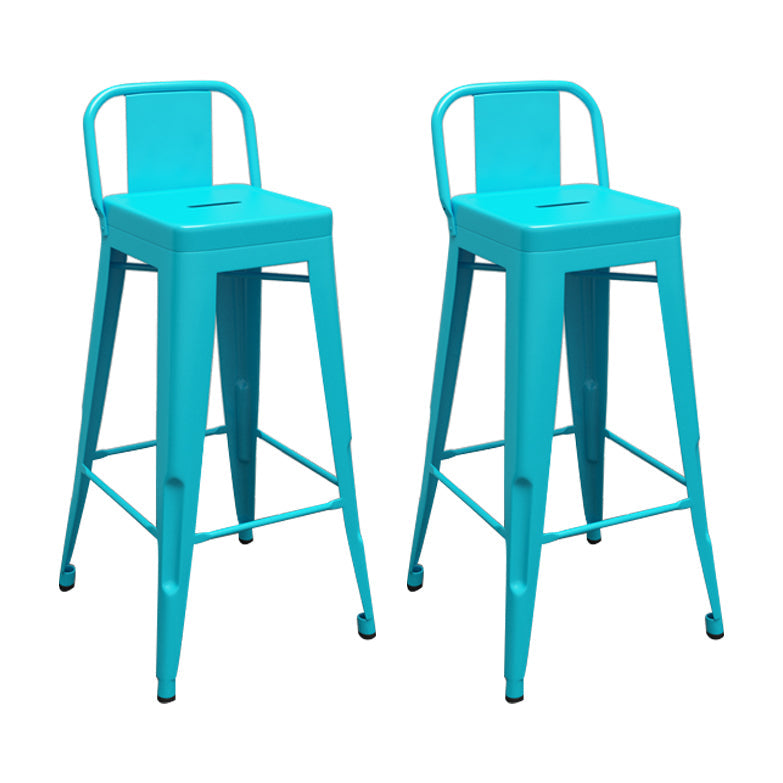 Modern Squared Counter Stools Armless Iron Indoor Bar Stool with Footrest Blue 2 Piece Set Clearhalo 'Bar Furniture' 'Bar Stools' 'bar_stools' 'furn' 'furn_bar_stools' 'furniture_bar_stools' 'Kitchen & Dining Furniture' 'kitchen&dining_furn' 'kitchen' 'kitchen_furn' Furniture' 4199077