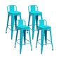 Modern Squared Counter Stools Armless Iron Indoor Bar Stool with Footrest Blue 4 Piece Set Clearhalo 'Bar Furniture' 'Bar Stools' 'bar_stools' 'furn' 'furn_bar_stools' 'furniture_bar_stools' 'Kitchen & Dining Furniture' 'kitchen&dining_furn' 'kitchen' 'kitchen_furn' Furniture' 4199078